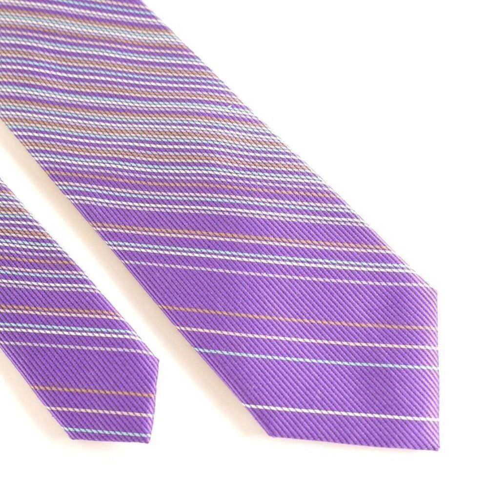 Jos A Bank 1905 Purple Multi Colored Striped Woven Skinny Silk Tie
